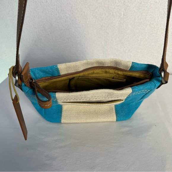 Relic small turquoise and cream canvas shoulder bag purse - Picture 8 of 16